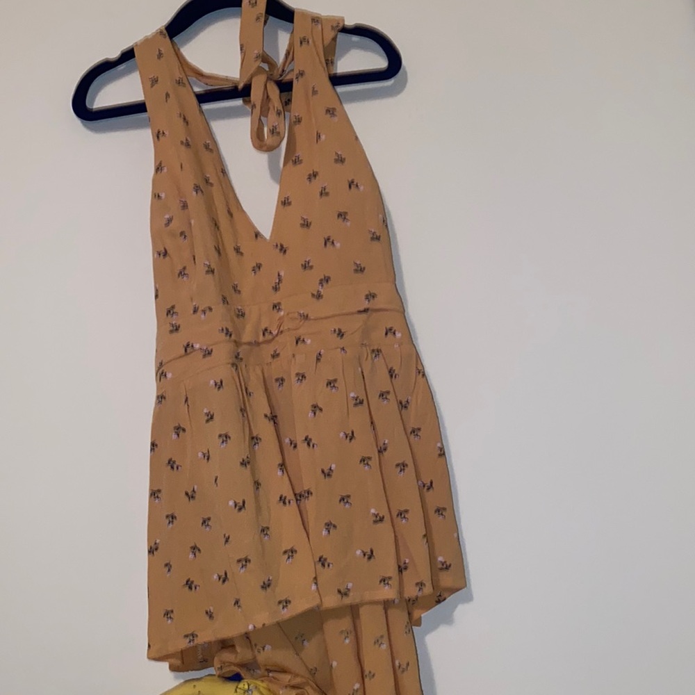 Yellow floral tied top